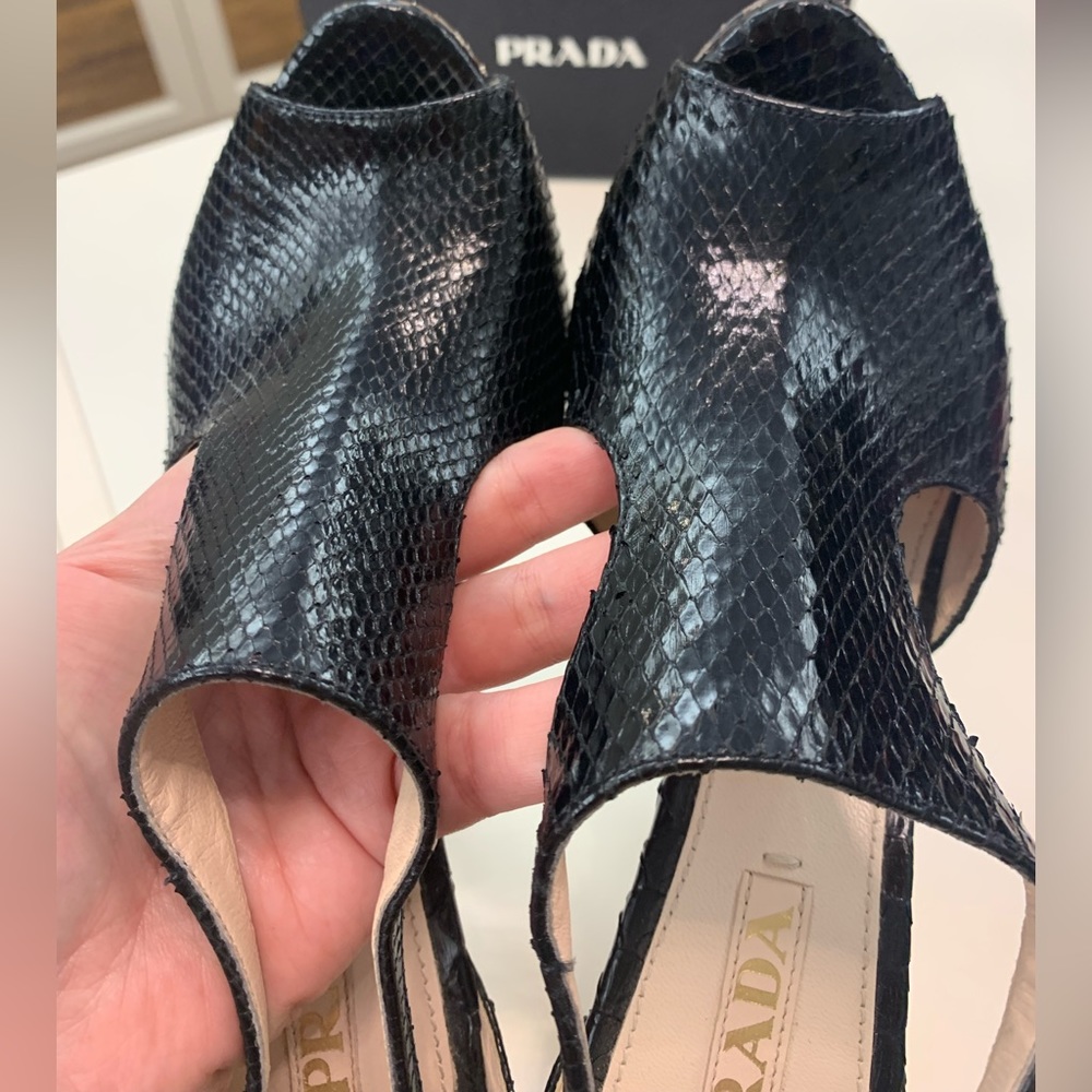 Prada Python Black Nude Platform Heels Size 39 Ln… - image 5